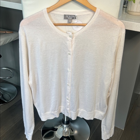 J.Crew Featherweight Cashmere Cardigan Snow Ivory Size XL NWT - Picture 6 of 16
